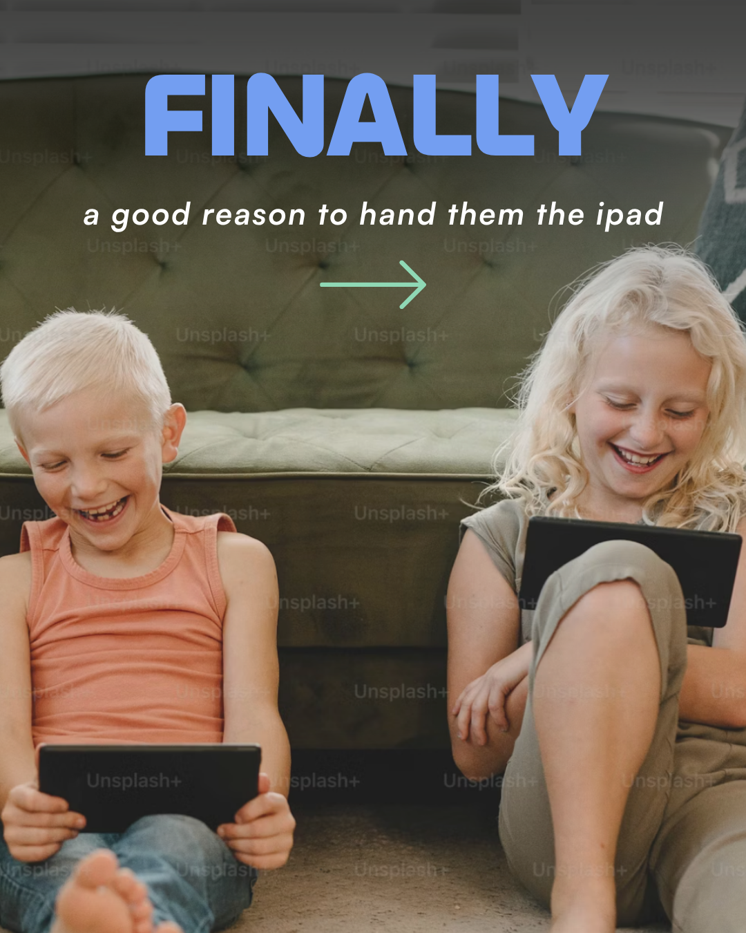 Main Character graphic showing two children reading on tablets